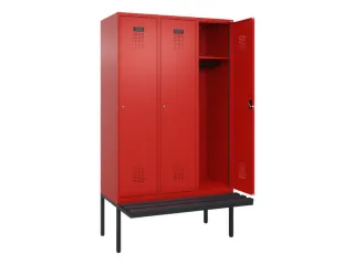 locker met bank,HxBxD 2120x1200x815mm,3vak,vak B 400mm,cilinderslot - 1