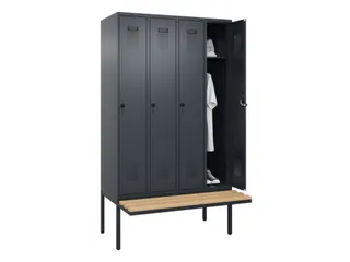 locker met bank,HxBxD 2120x1200x815mm,4vak,vak B 300mm,draaigrendel - 1
