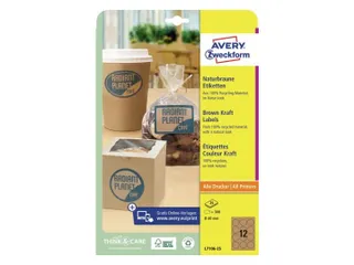 Etiket Avery L7106-25 permanent rond 60mm kraft 300 stuks 25 vel - 2