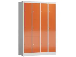 Lockerkast 1800x1185x500mm 4x3 vakken cilinderslot, sokkel, RAL3000