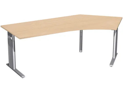 In hoogte verstelbaar hoekbureau 680-820x2166x1130mm beuken zilver