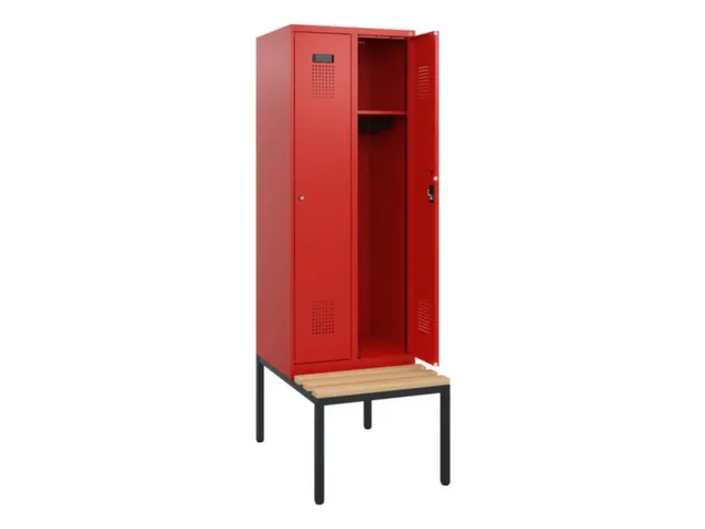 locker met bank,HxBxD 1950x600x815mm,2vak,vak B 300mm,cilinderslot