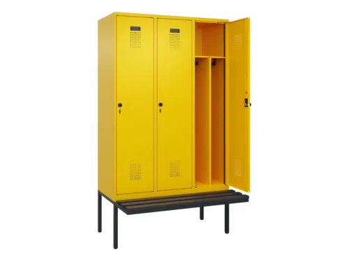 locker met bank,voor scheiding van kleding,HxBxD 2120x1200x815mm,3vak