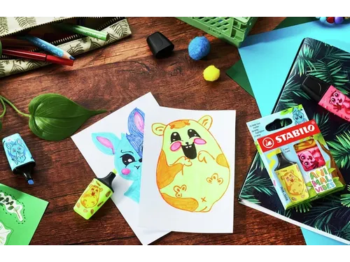 Markeerstift STABILO BOSS Animal Vibes mini assorti blister à 3 stuks