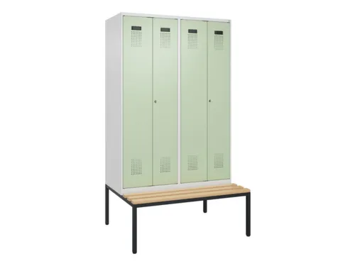 locker met bank,voor scheiding van kleding,HxBxD 2120x1200x815mm,4vak
