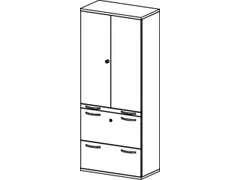 kantoorkast HxBxD 1920x800x430mm romp wit decor front onyxgrijs