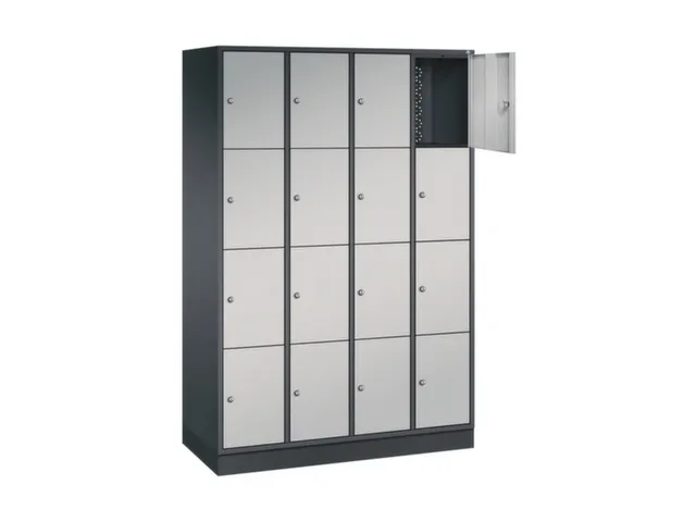 lockerkast,HxBxD 1950x1220x500mm,4x4vakken,cil.-slot,sokkel