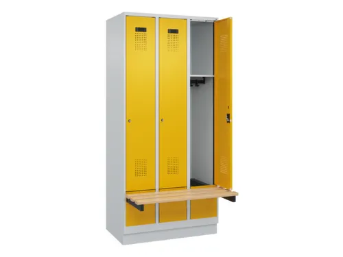 locker met bank,HxBxD 1950x900x815mm,3vak,vak B 300mm,cilinderslot