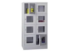 lockerkast,HxBxD 1518x800x500mm,2x4vakken,RAL7035,front RAL5010