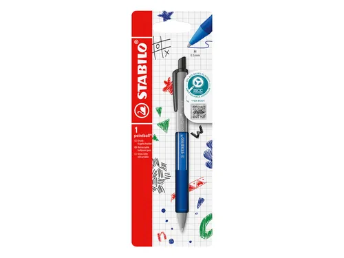Balpen STABILO pointball colorful medium blauw blister à 1 stuk