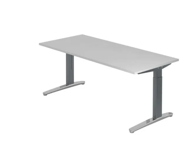 In hoogte verstelbaar bureau,HxBxD 680-850x1800x800mm,blad grijs