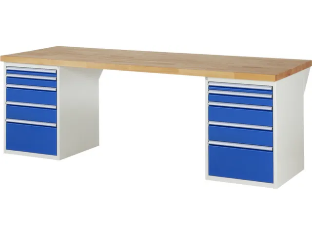 werkbank,HxBxD 890x2500x900mm,beukblad,draagverm. 750kg,2containers