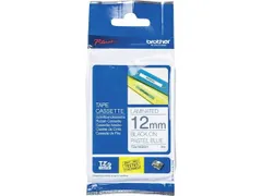 TZEMQ531 Brother P-touch 12mm zwart-blauw pastel lettertape 4m laminat