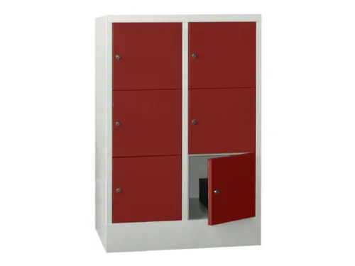 lockerkast,HxBxD 1187x800x500mm,2x3vakken,RAL7035,front RAL3000
