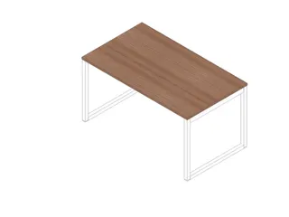 bureau,HxBxD 730x1400x800mm,blad canaletto-hout,sledeframe wit - 1