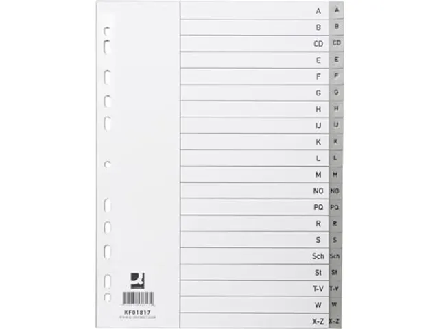 Tabbladen Set A-Z Met Indexblad PP A4 4-Gaats 20 Tabs Grijs