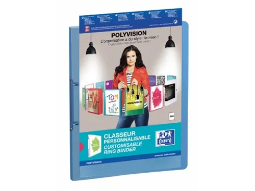 Personaliseerbare ringmap Polyvision A4 2 rings O-mech 25mm blauw