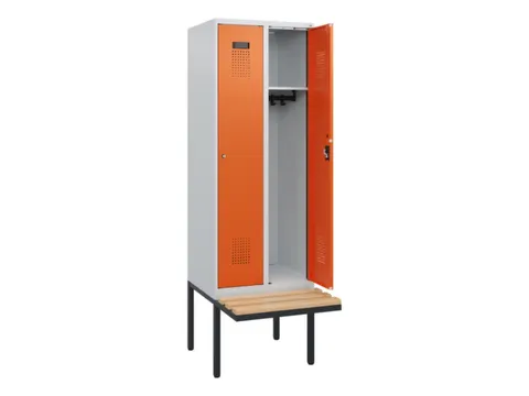 locker met bank,HxBxD 1950x600x815mm,2vak,vak B 300mm,cilinderslot
