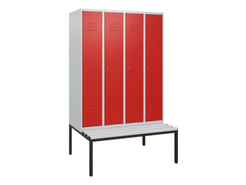 locker met bank,HxBxD 1950x1200x815mm,4vak,vak B 300mm,cil.-slot