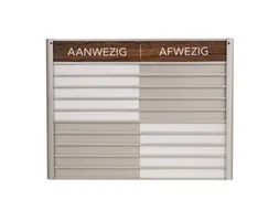 Menoor In-Uit bord 10 namen Aluminium Aanwezig/Afwezig donker Houtlook