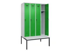 locker met bank,HxBxD 2120x1200x815mm,4vak,vak B 300mm,draaigrendel