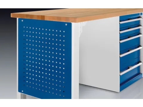 zijpaneel,v. werkbank,BxD 610x25mm,geperfor.,RAL5010