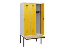 locker met bank,HxBxD 1950x900x815mm,3vak,vak B 300mm,cilinderslot
