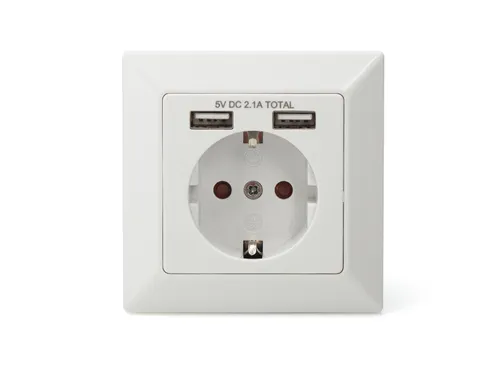Veiligheidsstopcontact voor inbouwmontage met 2 USB-poorten