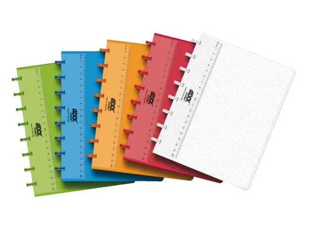 Schrift Adoc A5 ruit 5x5mm 144 pagina's 90gr transparant assorti