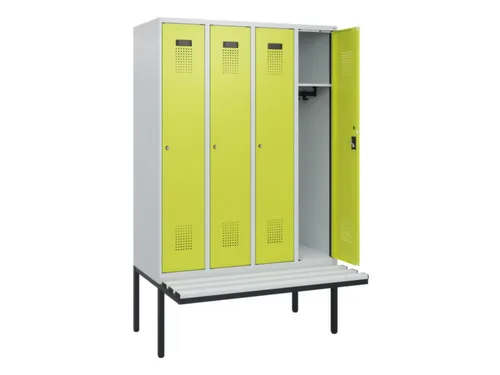 locker met bank,HxBxD 1950x1200x815mm,4vak,vak B 300mm,cilinderslot