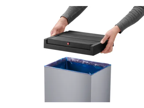 afvalbak,52l,HxBxD 763x339x260mm,romp staal zilverkleurig