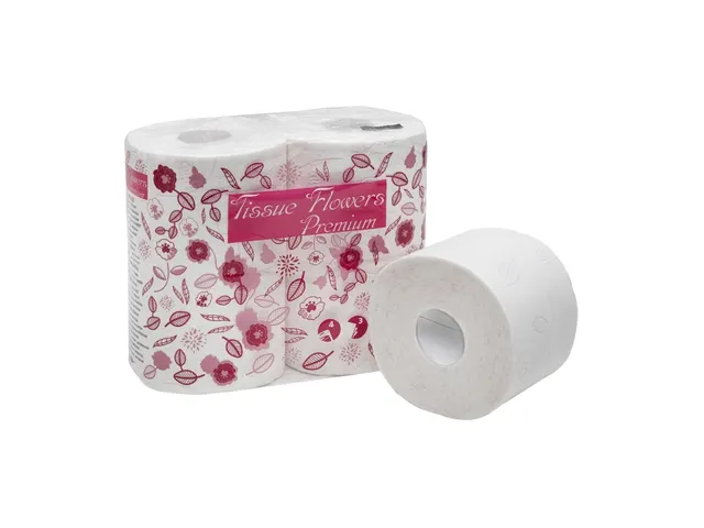 Toiletpapier Celtex Tissue Flowers 3-laags wit 300 vel krimp 6x4 rol