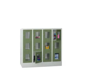 lockerkast,HxBxD 1187x1200x500mm,4x3vakken,RAL7035,front RAL6011 - 2