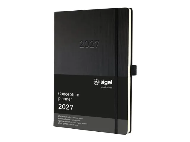Weekagenda Conceptum A4+ 2027 (NL/FR/EN/DU), verticaal zwart Hardcover