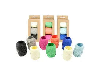 Lint raffia assorti: oranje, groen & roze - 3