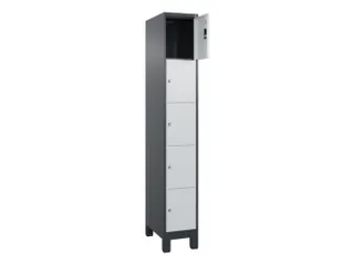 lockerkast,HxBxD 1950x300x500mm,1x5vakken,vak B 300mm,cil.-slot,voeten - 1