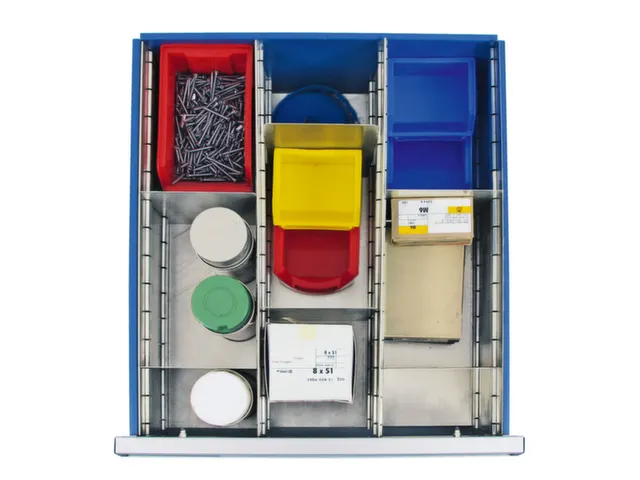 lade-indelingsset,9vakken,v. front H 200mm,staal verzinkt
