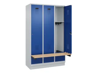 locker met bank,HxBxD 1950x1200x815mm,3vak,vak B 400mm,cilinderslot - 1