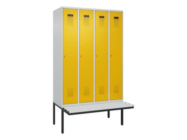 locker met bank,voor scheiding van kleding,HxBxD 2120x1200x815mm,4vak