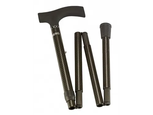 Wandelstok Able2 opvouwbaar carbon soft recht handvat zwart 85-95cm