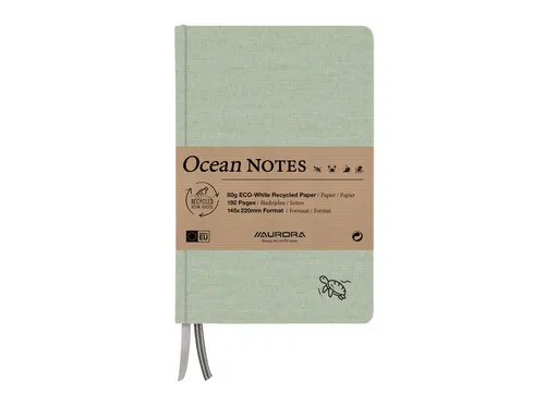 Notitieboek Aurora Ocean A5 192blz lijn 80g linnenstructuur kaft groen