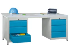 Bureau De Prestige Hxlxp 720X1700X800Mm 6Tiroirs Ral7035 Façade Ral50