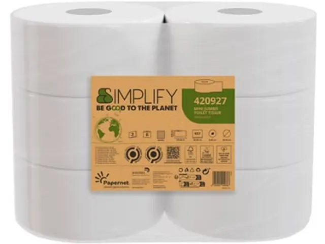 Toiletpapier Simplify Mini Jumbo 2-laags 170m 557 vel, pak à 6 rollen
