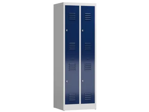 Dubbeldekse garderobekast 1800x590x500mm 2x2vak klink RAL7035 RAL5010