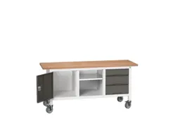 werkbank,HxBxD 830x1750x600mm,multiplexblad,uitrusting: 3laden,kast