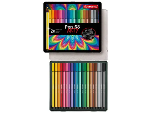 Viltstift STABILO Pen 68/20 Arty medium assorti blik à 20 stuks