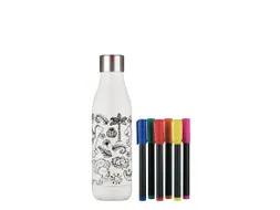 Thermosfles Les Artistes Paris 500ml DIY creatieve set Dino incl 6 mar