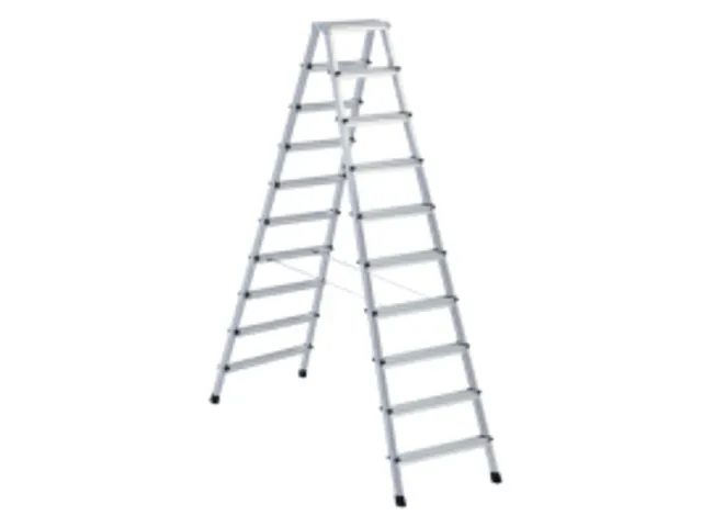 staande trap NL beide zijden 2x10treden aluminium gegroefd balk L 2 71