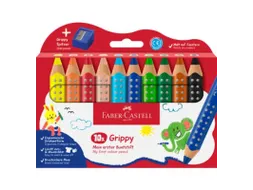 Kleurpotlood Faber-Castell Grippy XXL Jumbo etui 10 stuks en puntensli