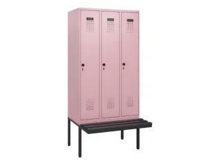 locker met bank,HxBxD 1950x900x815mm,3vak,vak B 300mm,draaigrendel - 2